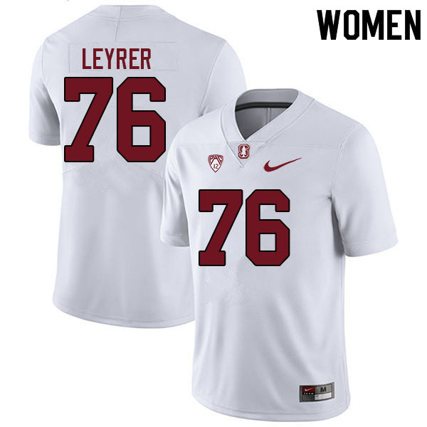 Women #76 Jack Leyrer Stanford Cardinal College Football Jerseys Sale-White - Click Image to Close